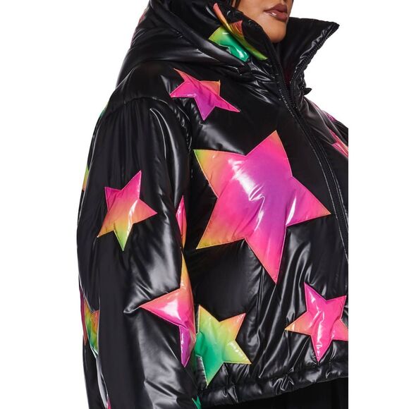 Club Exx Vinyl Ombre Star Puffer Jacket - Picture 13 of 15